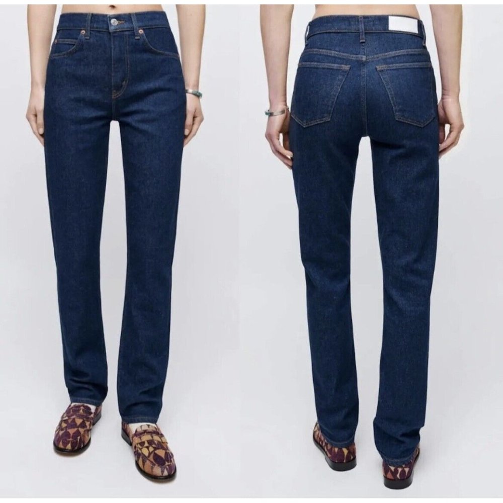 NWT RE/DONE Stretch 70s Straight Rigid Lake Blue Jeans Size 25 $265